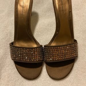 Valerie Stevens Bronze Rhinestone Formal Evening Heels NWOT